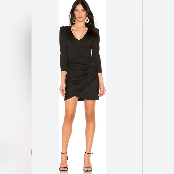 Alice + Olivia Judy Ruched Puff-Sleeve Dress Size 4 - Picture 6 of 8